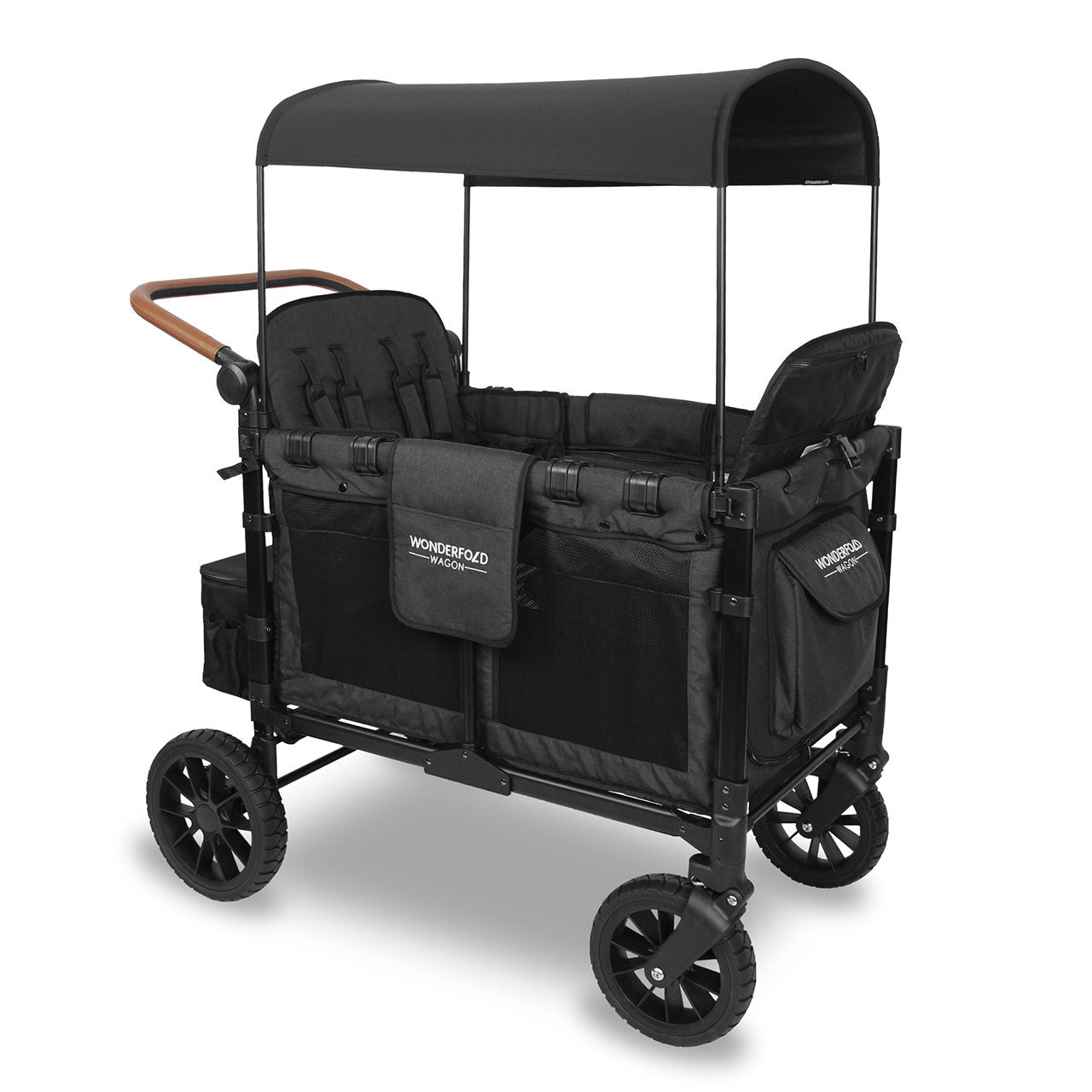Wonderfold W4 LUXE Quad Stroller Wagon in Volcanic Black- Bambi Baby