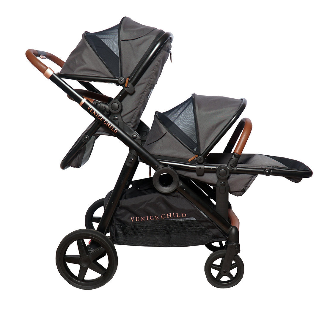 Venice Child Maverick Single to Double Stroller with 2nd Toddler Seat- Bambi Baby