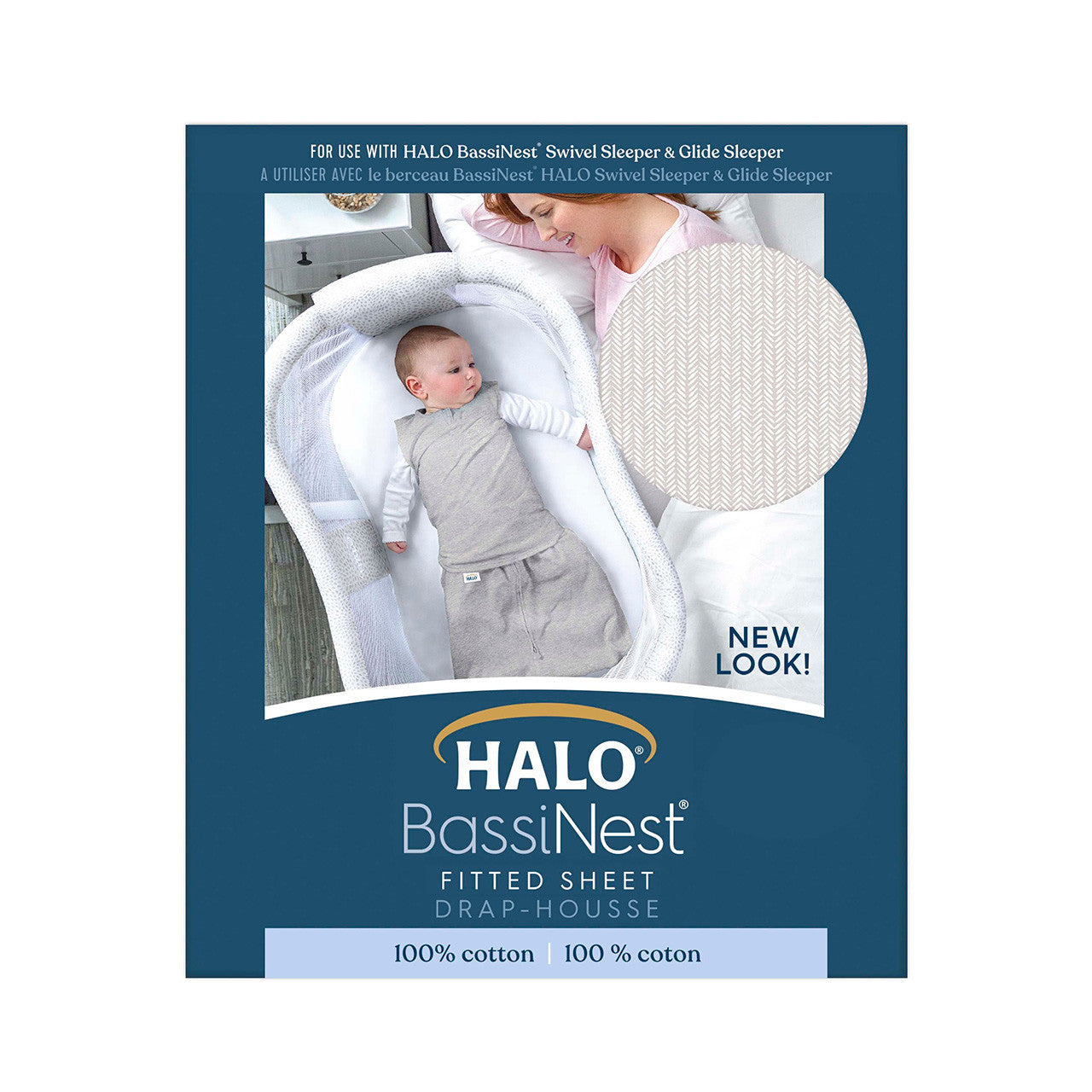 HALO Bassinest Sheet 100 Cotton Herringbone Bambi Baby