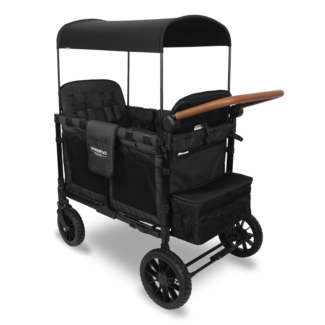 Wonderfold W4 LUXE Quad Stroller Wagon in Volcanic Black- Bambi Baby