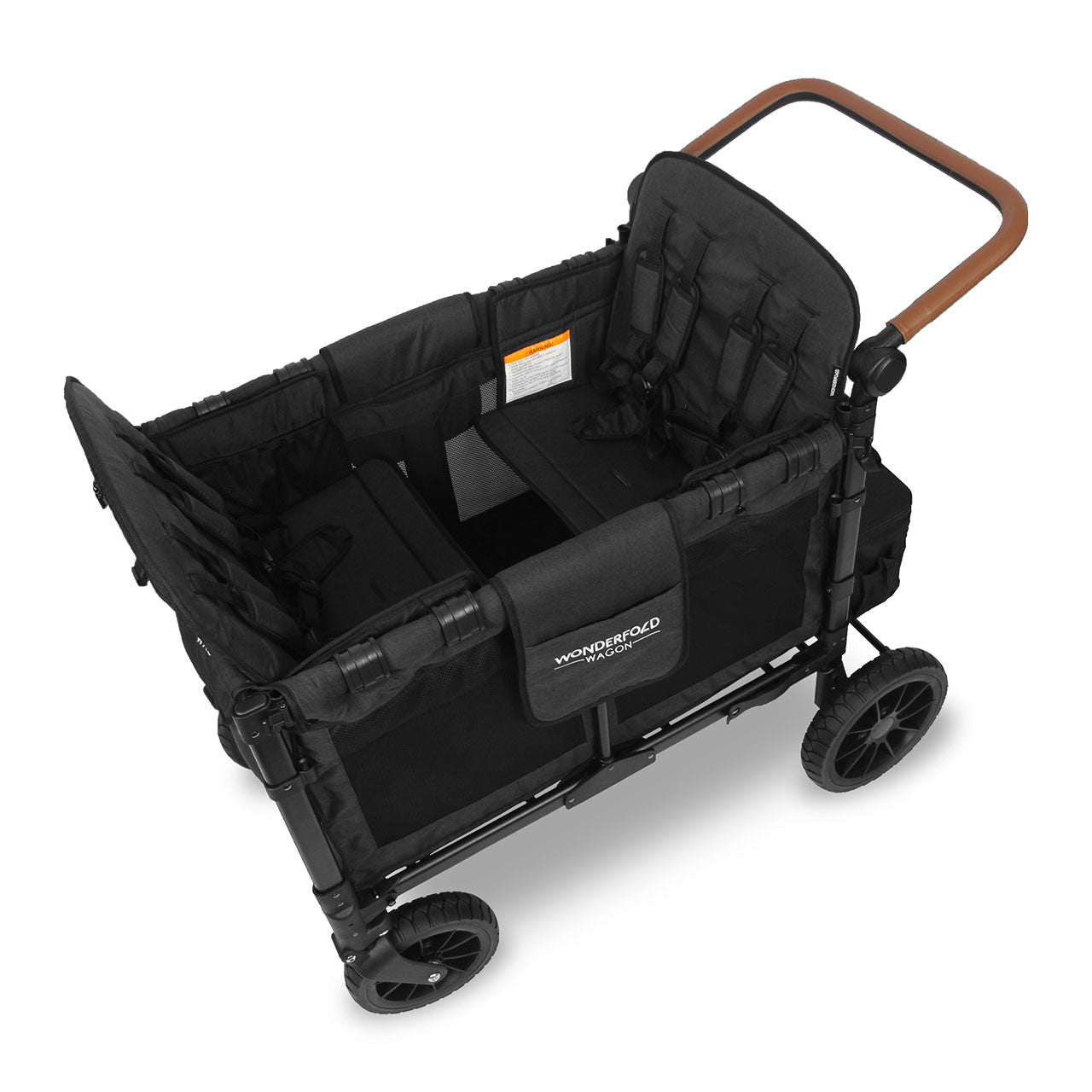 Wonderfold W4 LUXE Quad Stroller Wagon in Volcanic Black- Bambi Baby