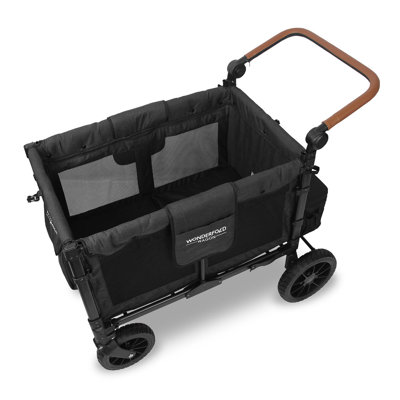 Wonderfold W4 LUXE Quad Stroller Wagon in Volcanic Black- Bambi Baby