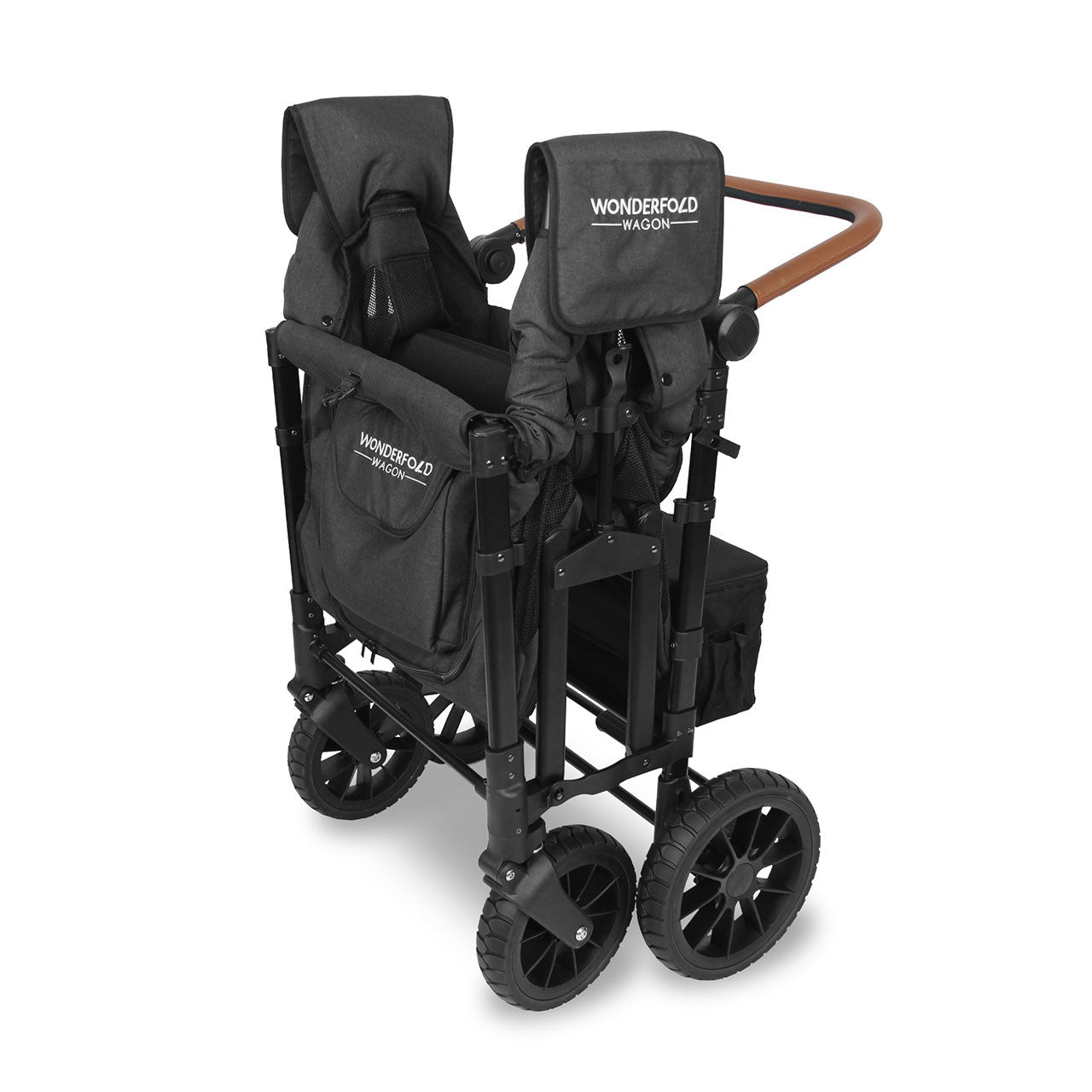 Wonderfold W4 LUXE Quad Stroller Wagon in Volcanic Black- Bambi Baby