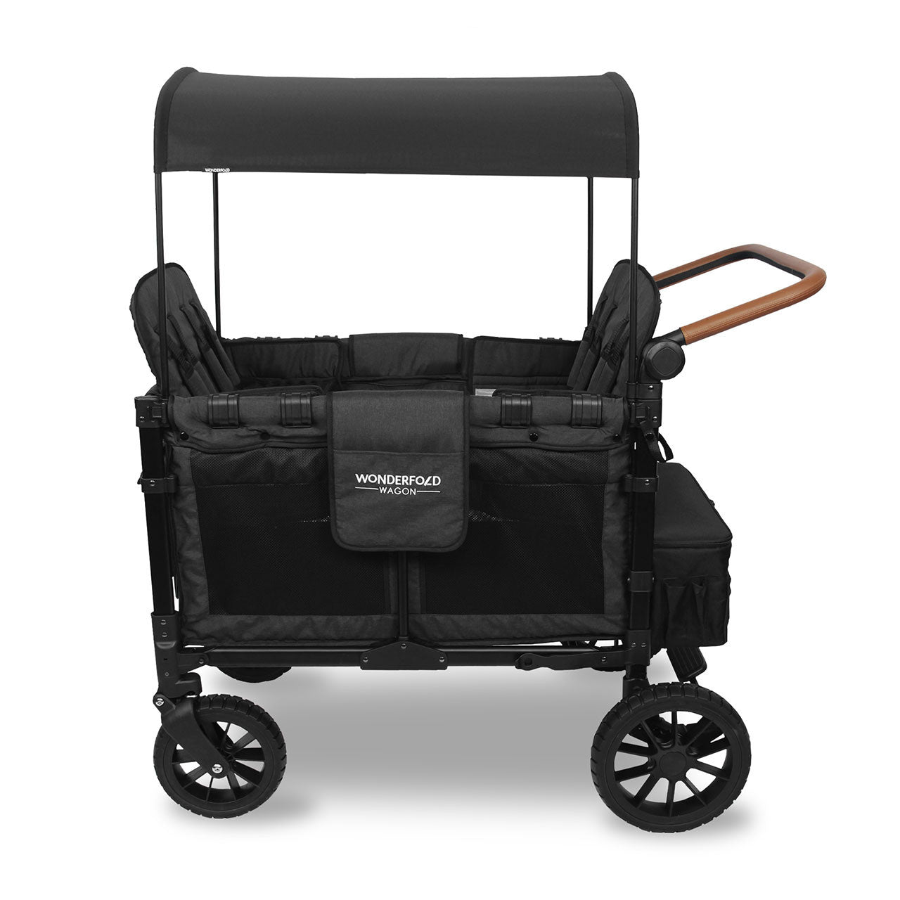 Wonderfold W4 LUXE Quad Stroller Wagon in Volcanic Black- Bambi Baby