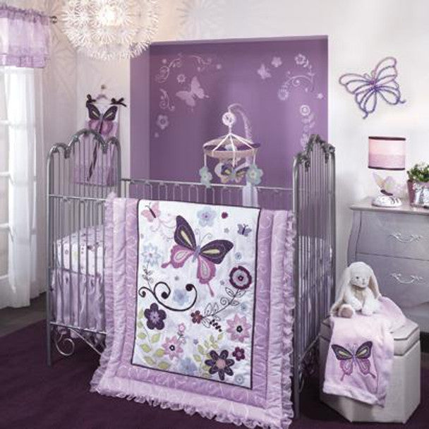 Butterfly Crib Purple Baby Girl Bedding Lambs Ivy Butterfly Lane