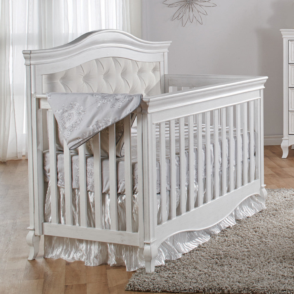 Pali Diamante Collection Forever Crib in Vintage White with Beige Fabr Bambi Baby