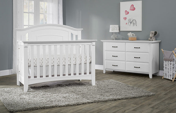Oxford Baby Willowbrook 2 Piece Nursery Set Crib and 6 Dr Dresser in Bambi Baby