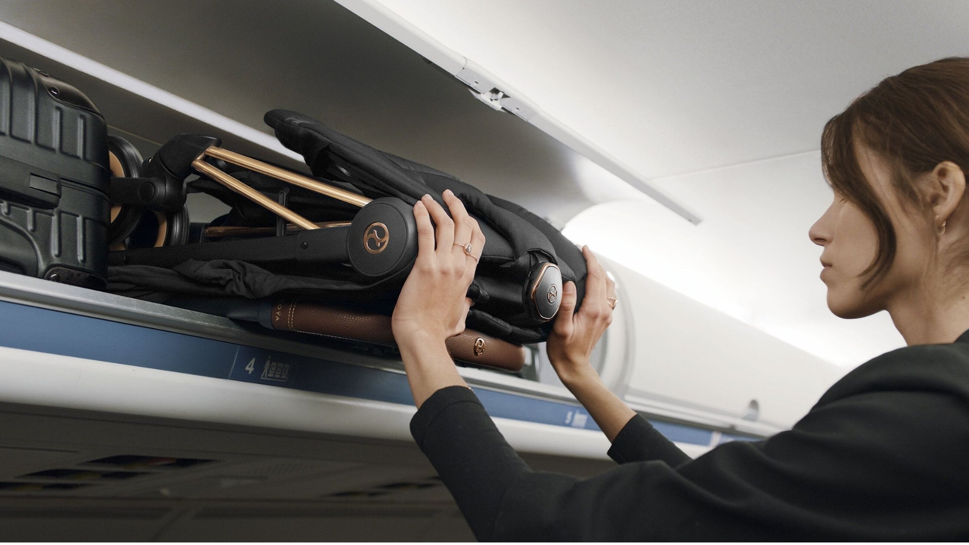 Cybex Coya Stowed in overhead bin