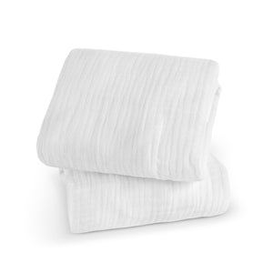 White Organic Cotton Bassinet Covers Set of 2 - Stacked View | Bambi Baby