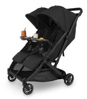 Black UPPAbaby Minu Duo Double Stroller with Snack Tray - Front View | Bambi Baby