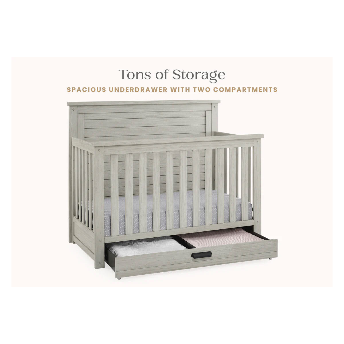 Delta Children Simmons Kids Caden 6-In-1 Convertible Crib With Trundle Drawer- Bambi Baby