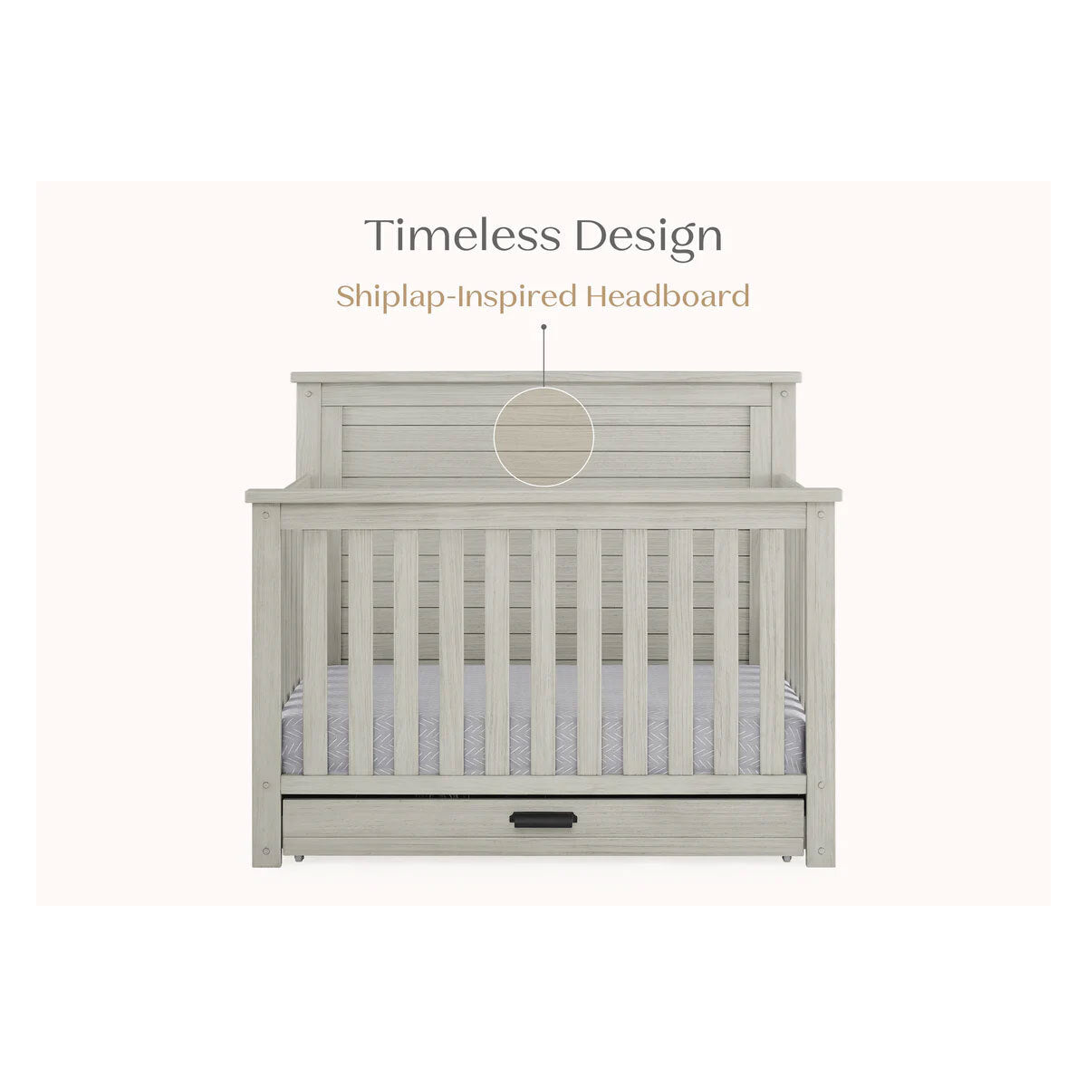 Delta Children Simmons Kids Caden 6-In-1 Convertible Crib With Trundle Drawer- Bambi Baby