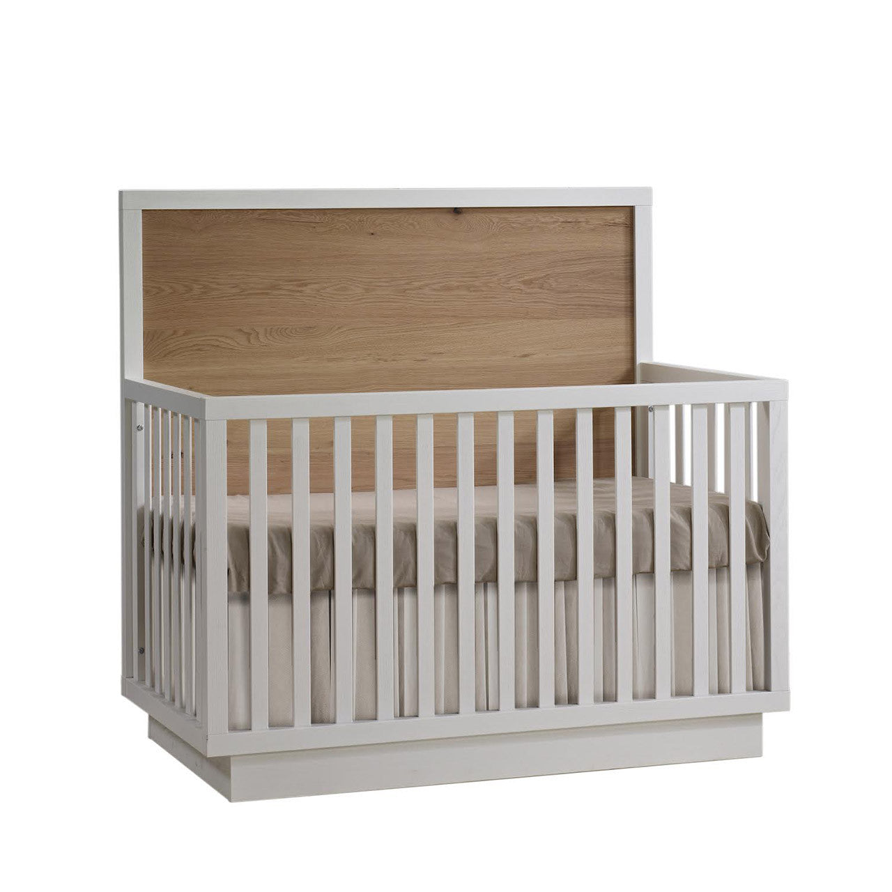 Natart Como Naturale Crib-To-Double With Wood Panel in White/Rustic Oak- Bambi Baby