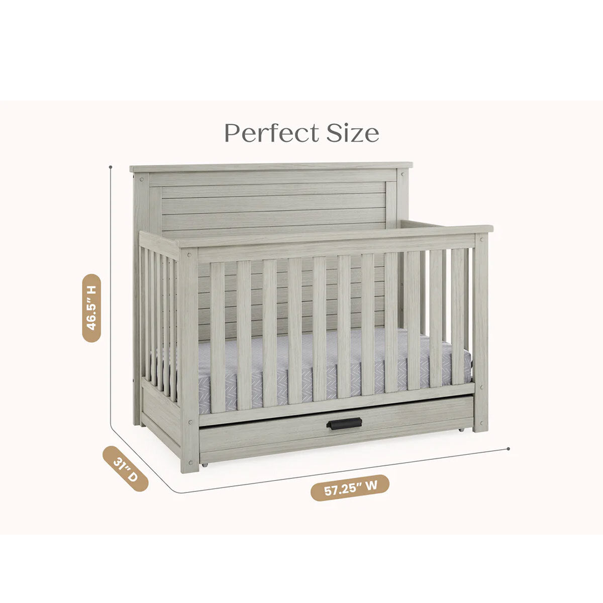 Delta Children Simmons Kids Caden 6-In-1 Convertible Crib With Trundle Drawer- Bambi Baby