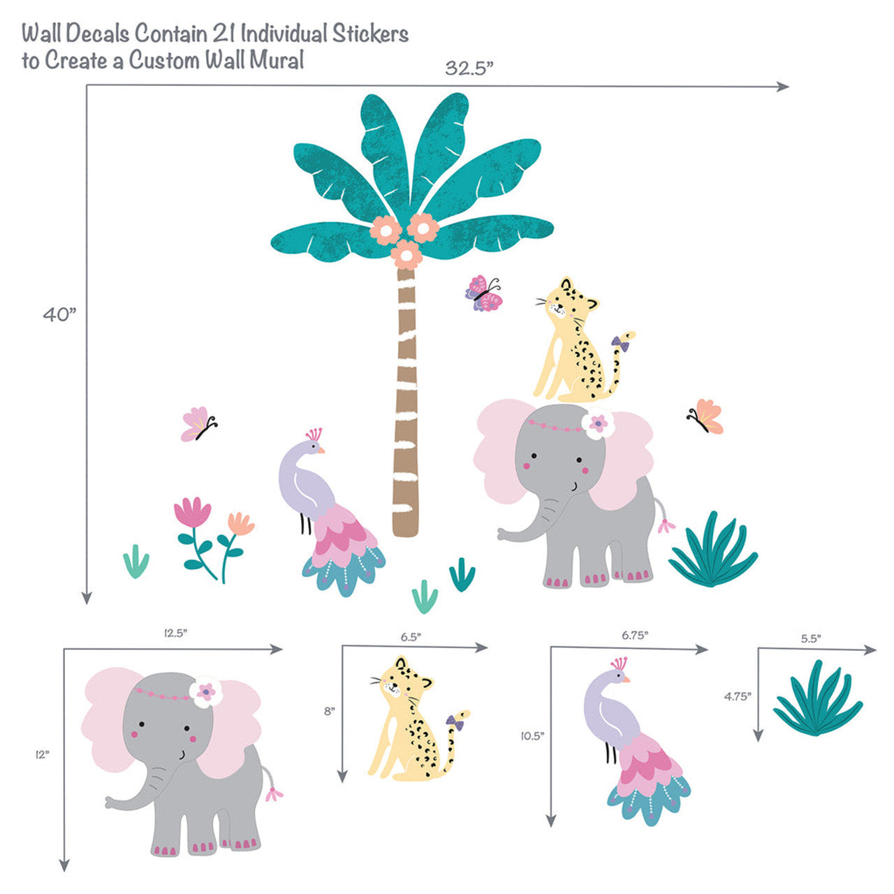 Bedtime Originals Rainbow Jungle Wall Decals- Bambi Baby