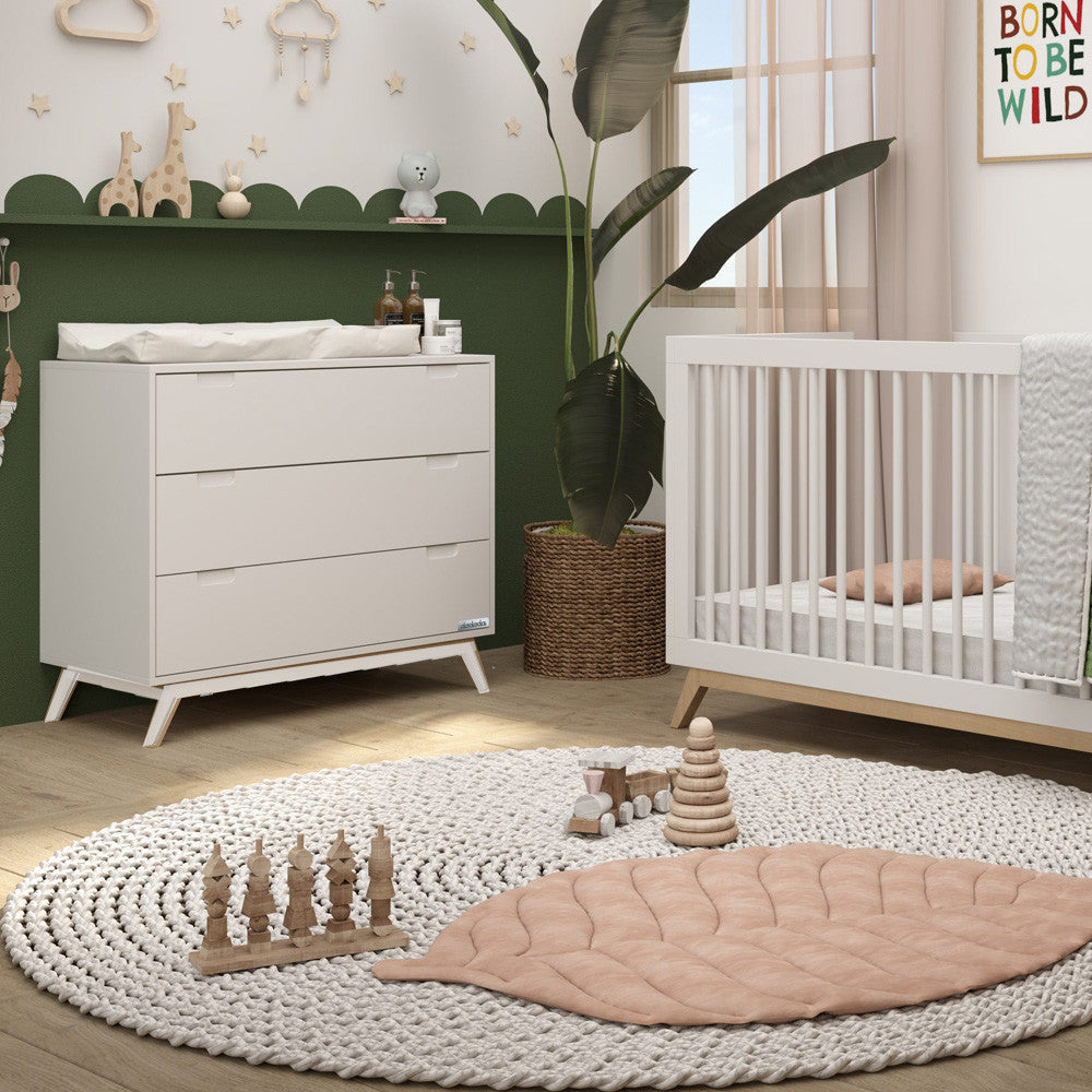 Dadada Village 40" 3 Drawer Dresser in White- Bambi Baby