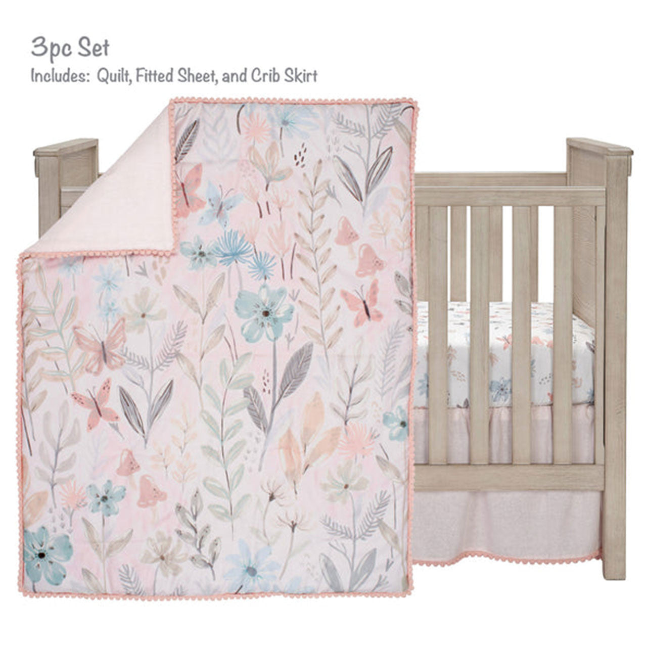 Conjunto de cama de 3 peças Lambs &amp; Ivy Baby Blooms- Bambi Baby