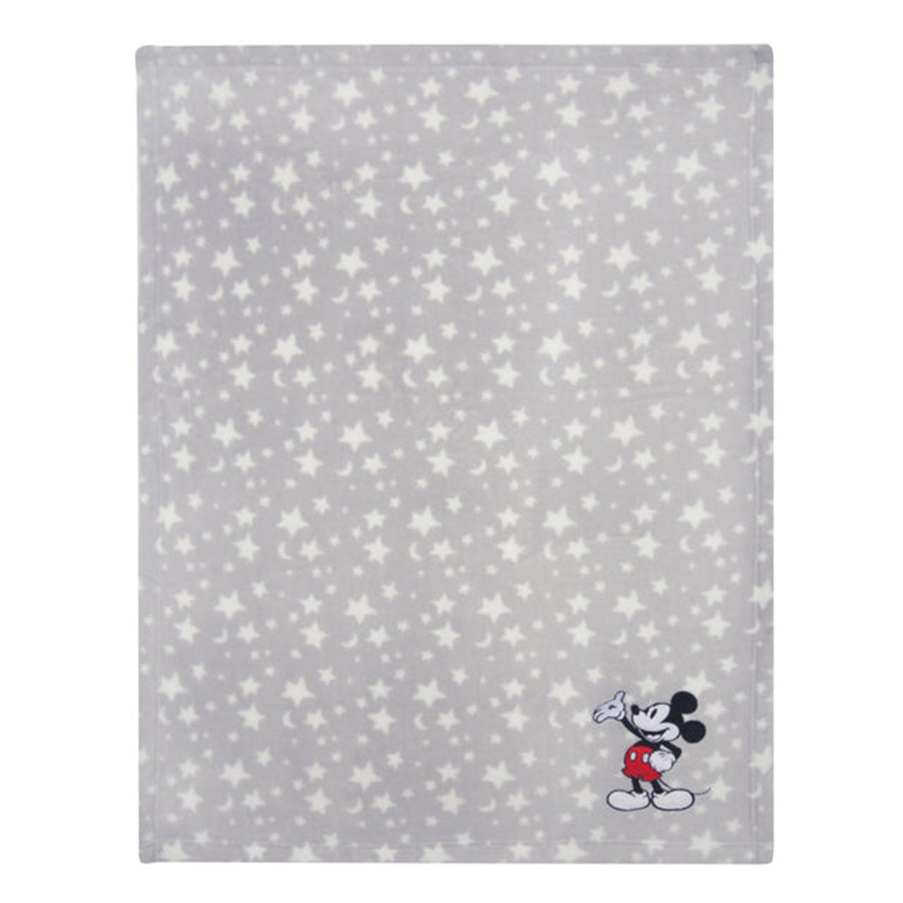 Lambs & Ivy Mickey Mouse Grey Stars Appliqued Blanket- Bambi Baby