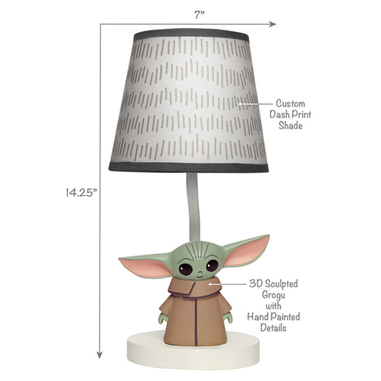 Lambs & Ivy Star Wars Mandalorian The Child Baby Yoda Lamp w/Shade & Bulb- Bambi Baby