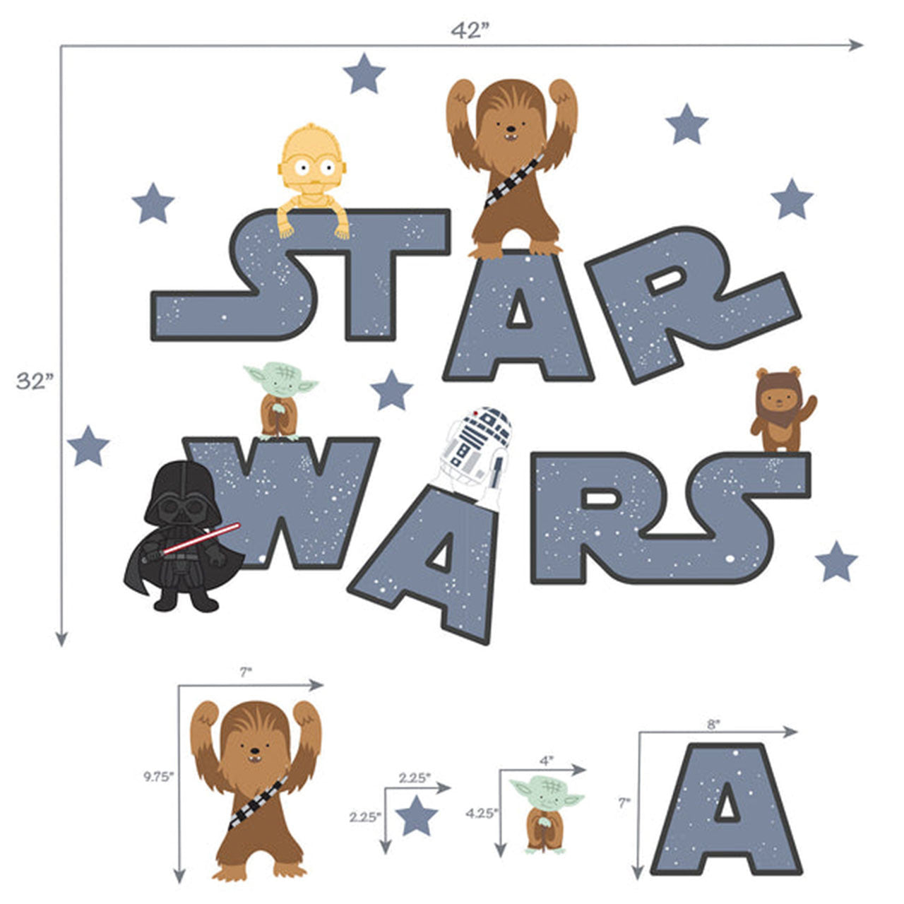 Lambs & Ivy Star Wars Millennium Falcon Wall Decals- Star Wars Logo- Bambi Baby