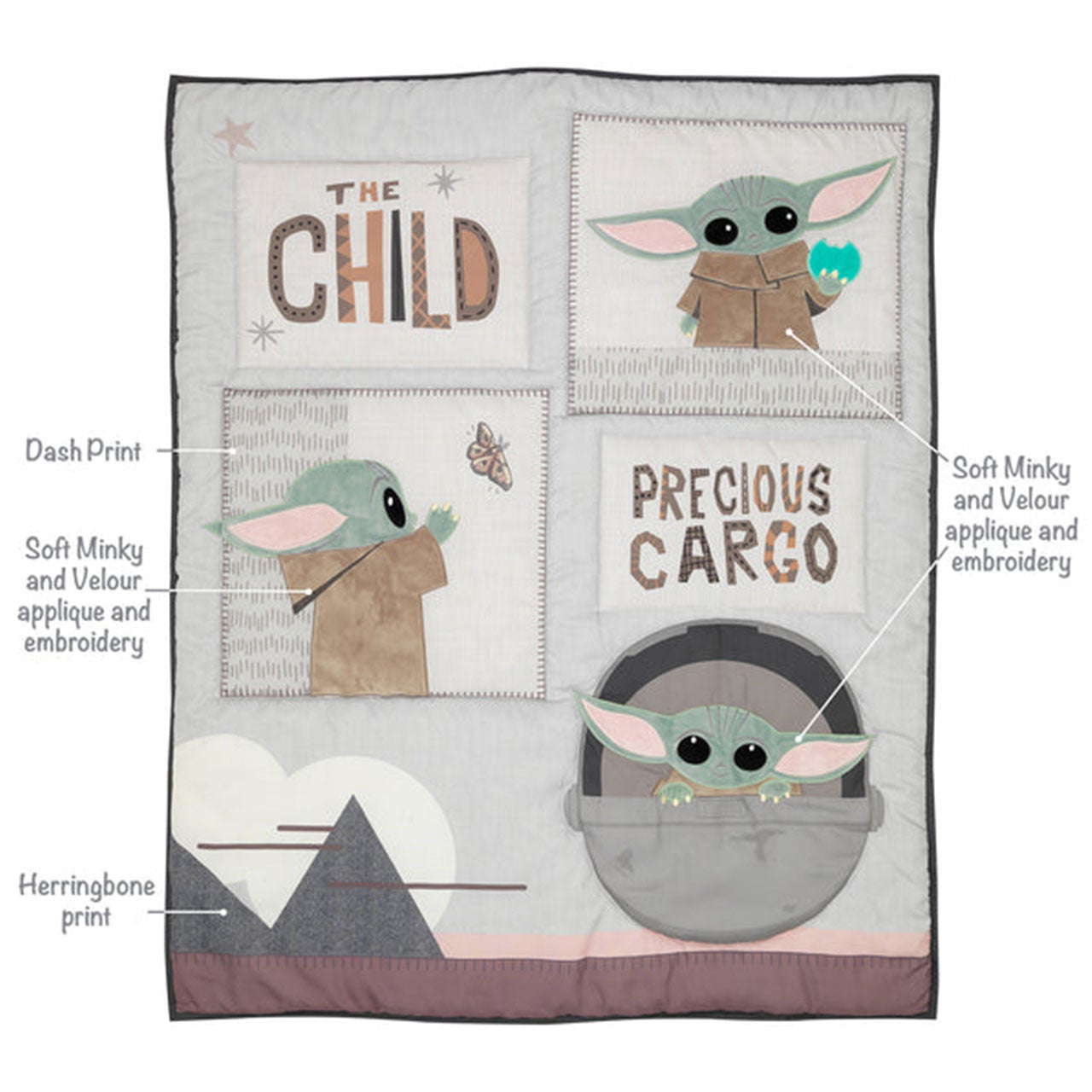 Lambs & Ivy Star Wars The Child Baby Yoda 3-Piece Bedding Set- Bambi Baby