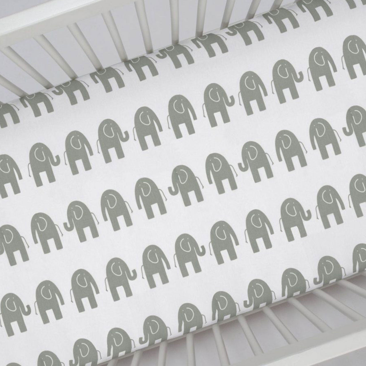 Liz and Roo Gray Elephant Crib Sheet- Bambi Baby