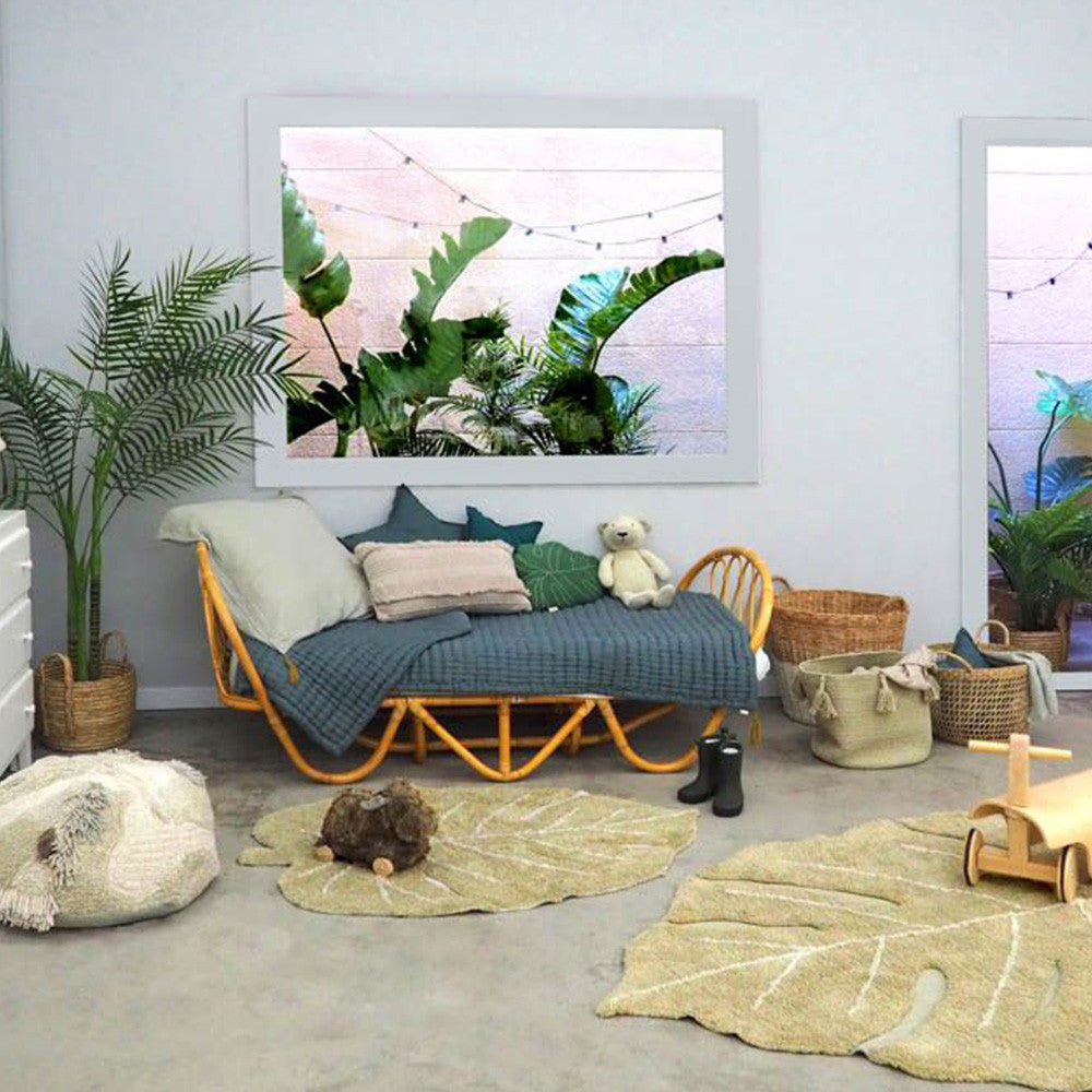 Lorena Canals Washable Rug Mini Monstera Olive- Bambi Baby