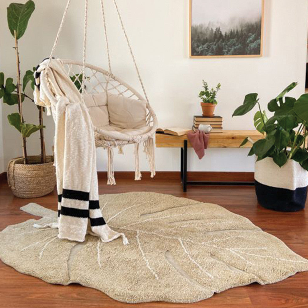Lorena Canals Washable Rug Monstera Olive- Bambi Baby