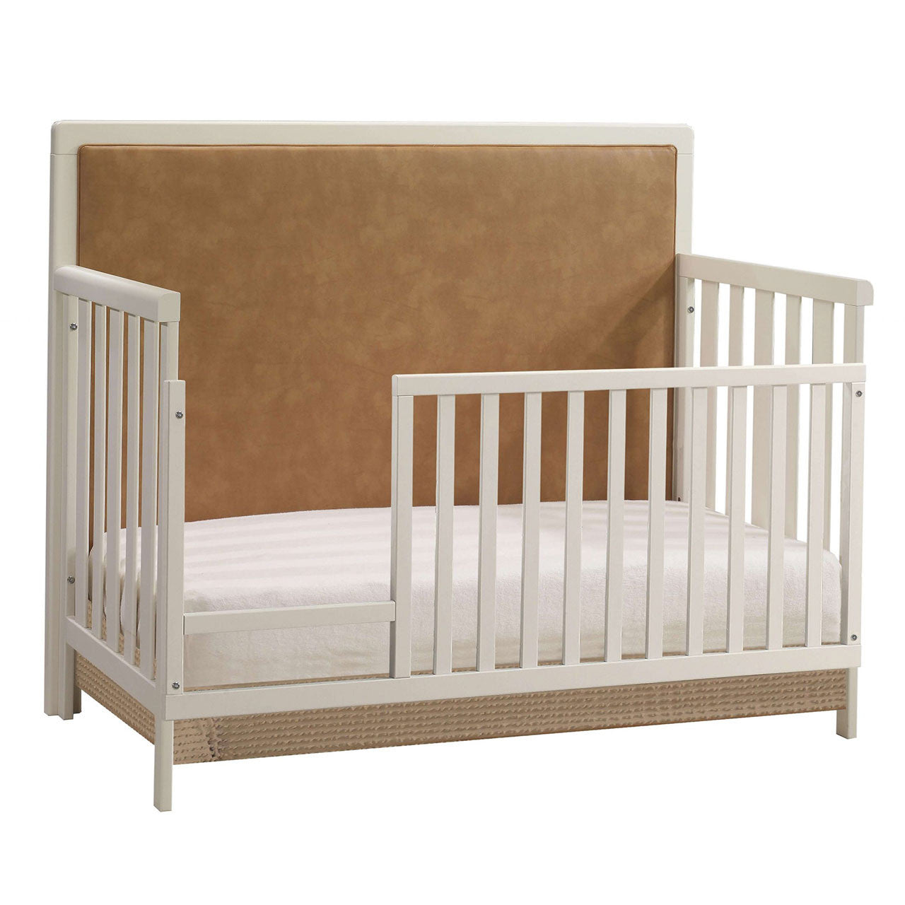 Natart Kyoto 5 in 1 Convertible Crib with Upholstered Panel Caramel- Bambi Baby