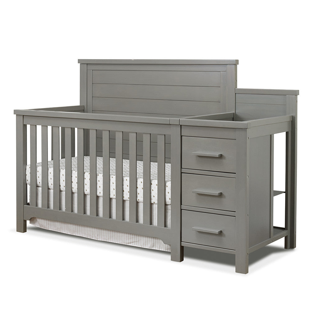 Sorelle Farmhouse Crib And Changer in Weathered Gray- Bambi Baby