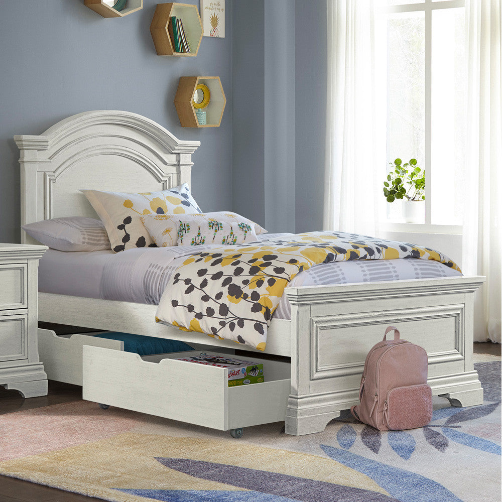 Westwood Olivia Youth Arch Top Complete Full Bed In Brushed White- Bambi Baby