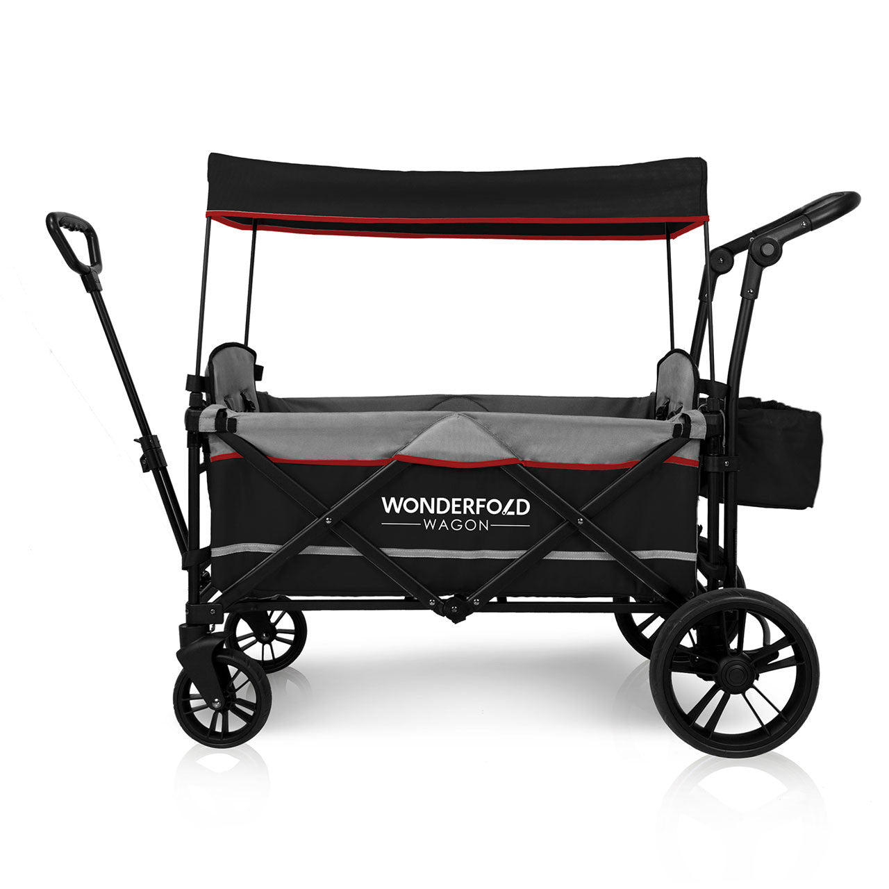 Wonderfold X2 Push & Pull Double Stroller Wagon in Pitch Black- Bambi Baby