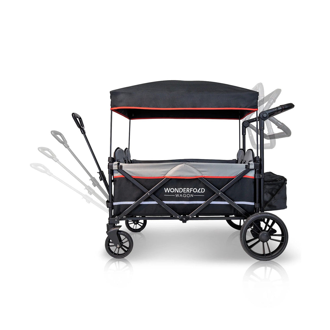 Wonderfold X4 Push & Pull Quad Stroller Wagon in Pitch Black- Bambi Baby