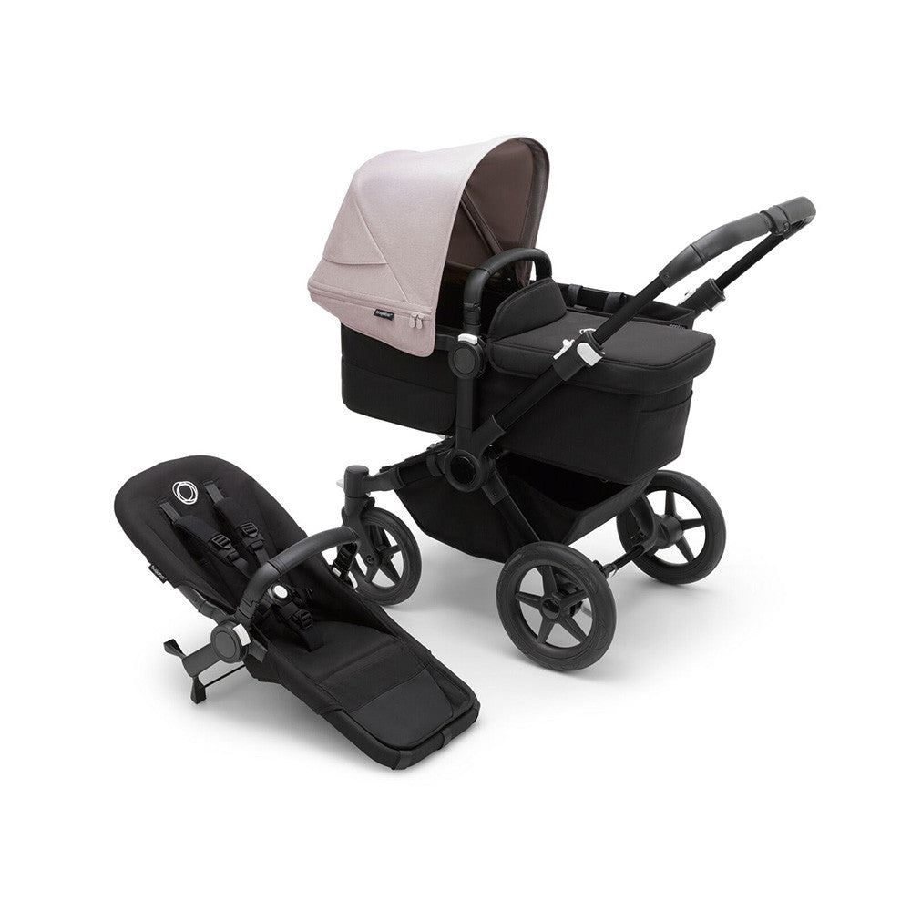 Bugaboo Donkey 5 Mono completo marco NEGRO/NEGRO MEDIANOCHE tela BLANCO MISTY - Bambi Baby