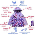 Onekid Car Seat Coat | The Road Coat Down - Purple Raptor Print - Bambi Baby