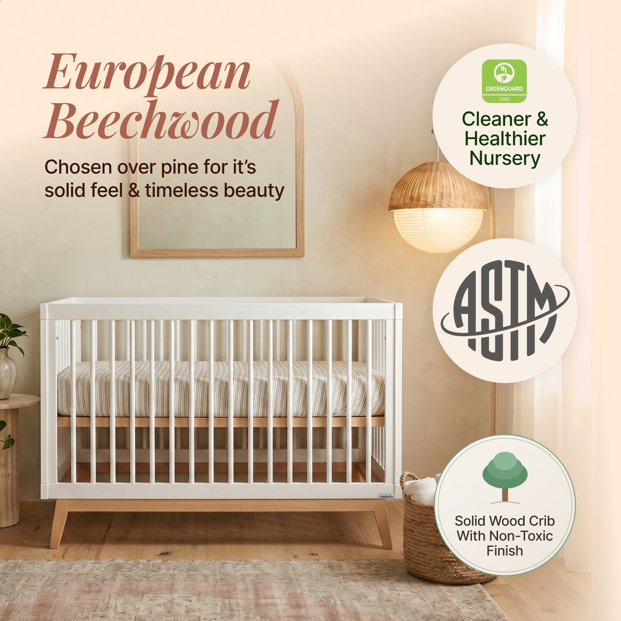 dadada Soho 3-In-1 Convertible Crib- Bambi Baby