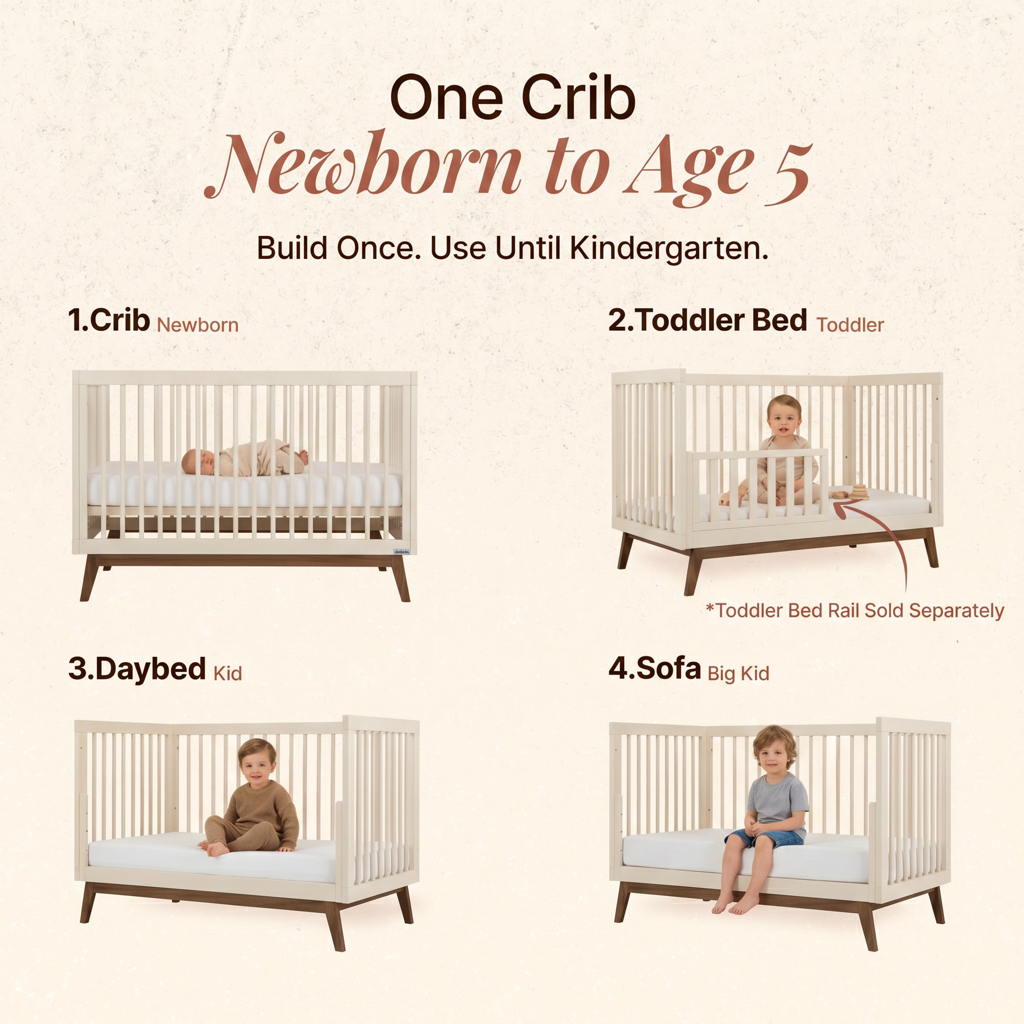 dadada Soho 3-In-1 Convertible Crib- Bambi Baby