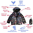 Onekid Car Seat Coat | The Road Coat Down - Rocketship Print - Bambi Baby