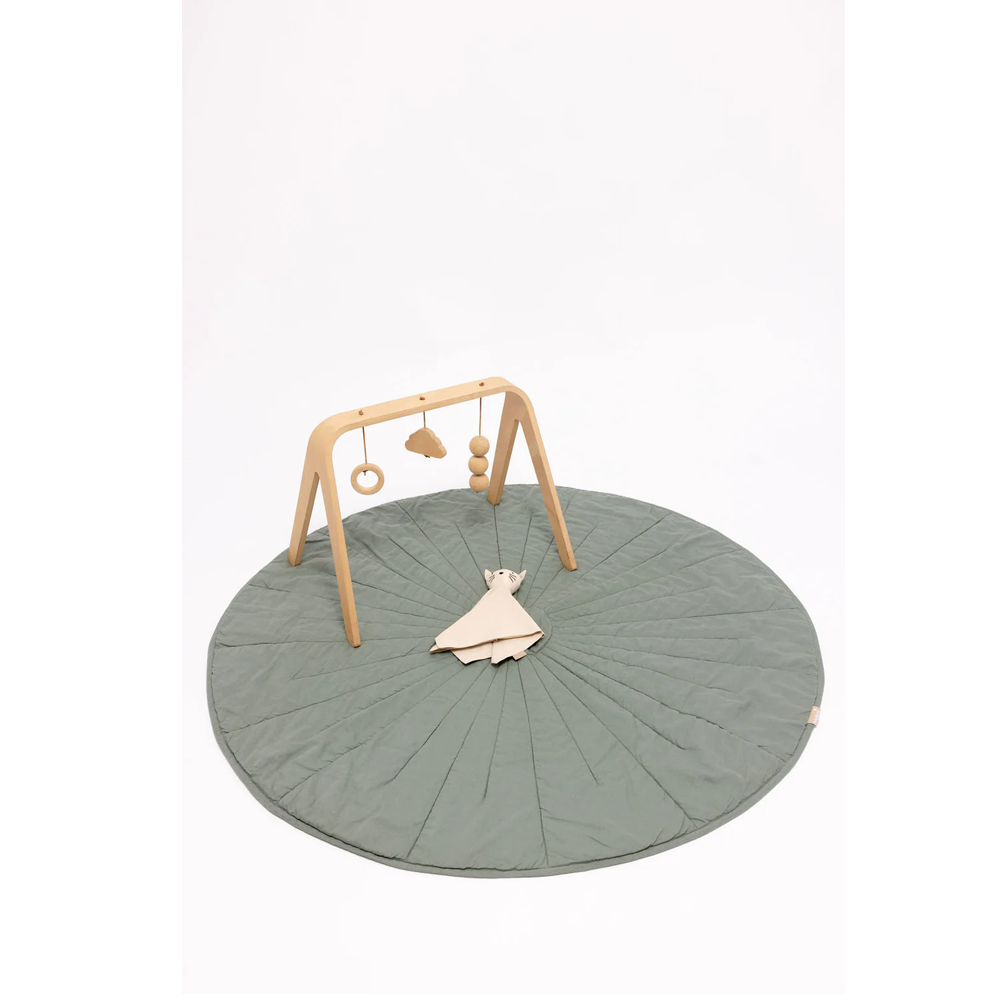 WildBird Linen Quilted Playmat - Acadian/Dove Blue Gray- Bambi Baby