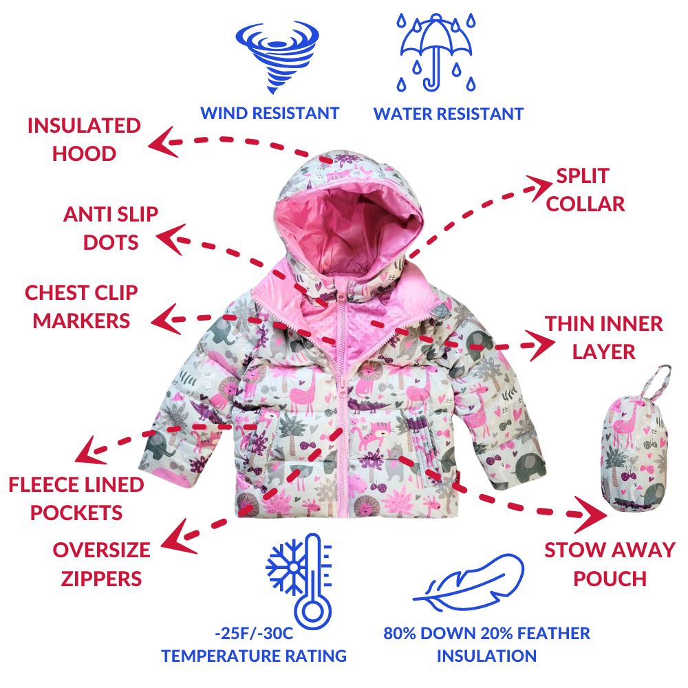 Onekid Car Seat Coat | The Road Coat Down - Safari Print- Bambi Baby