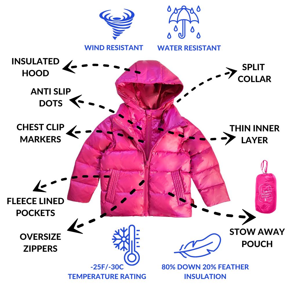 Onekid Car Seat Coat | The Road Coat Down - Fuchsia- Bambi Baby
