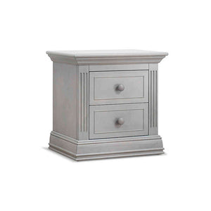 Stone Grey Wood Sorelle Providence Nursery Nightstand, Two Drawers - Angle View | Bambi Baby