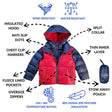 Onekid Car Seat Coat | The Road Coat Down - Navy/Red - Bambi Baby