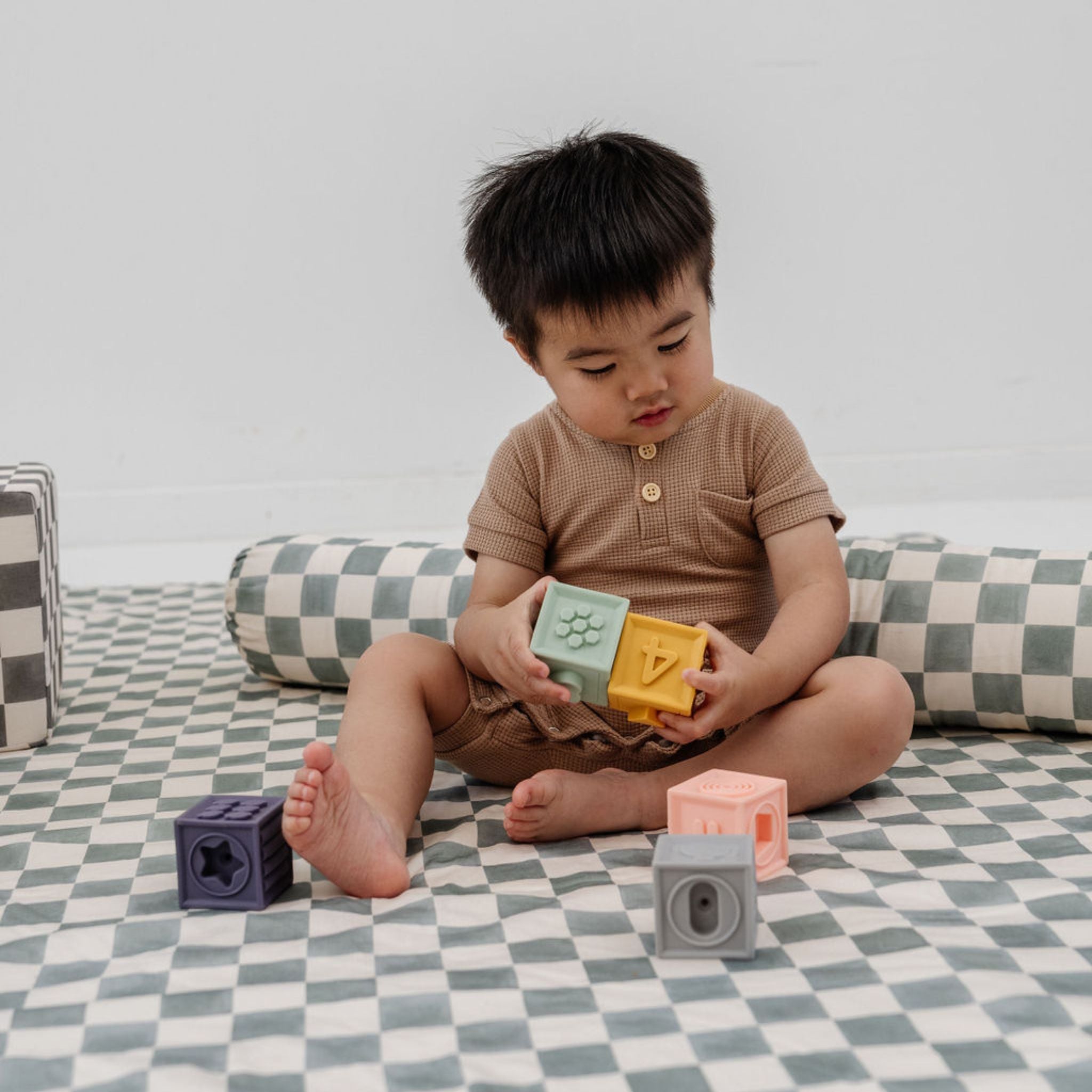 Toki Kids Checker Matcha Support Pillow- Bambi Baby