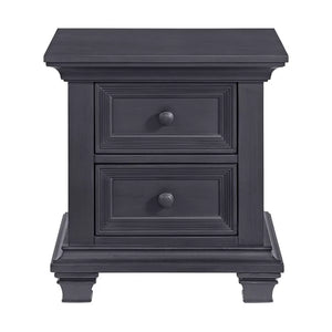 Midnight Slate Wood Oxford Baby Weston 2-Drawer Nightstand - Front View | Bambi Baby