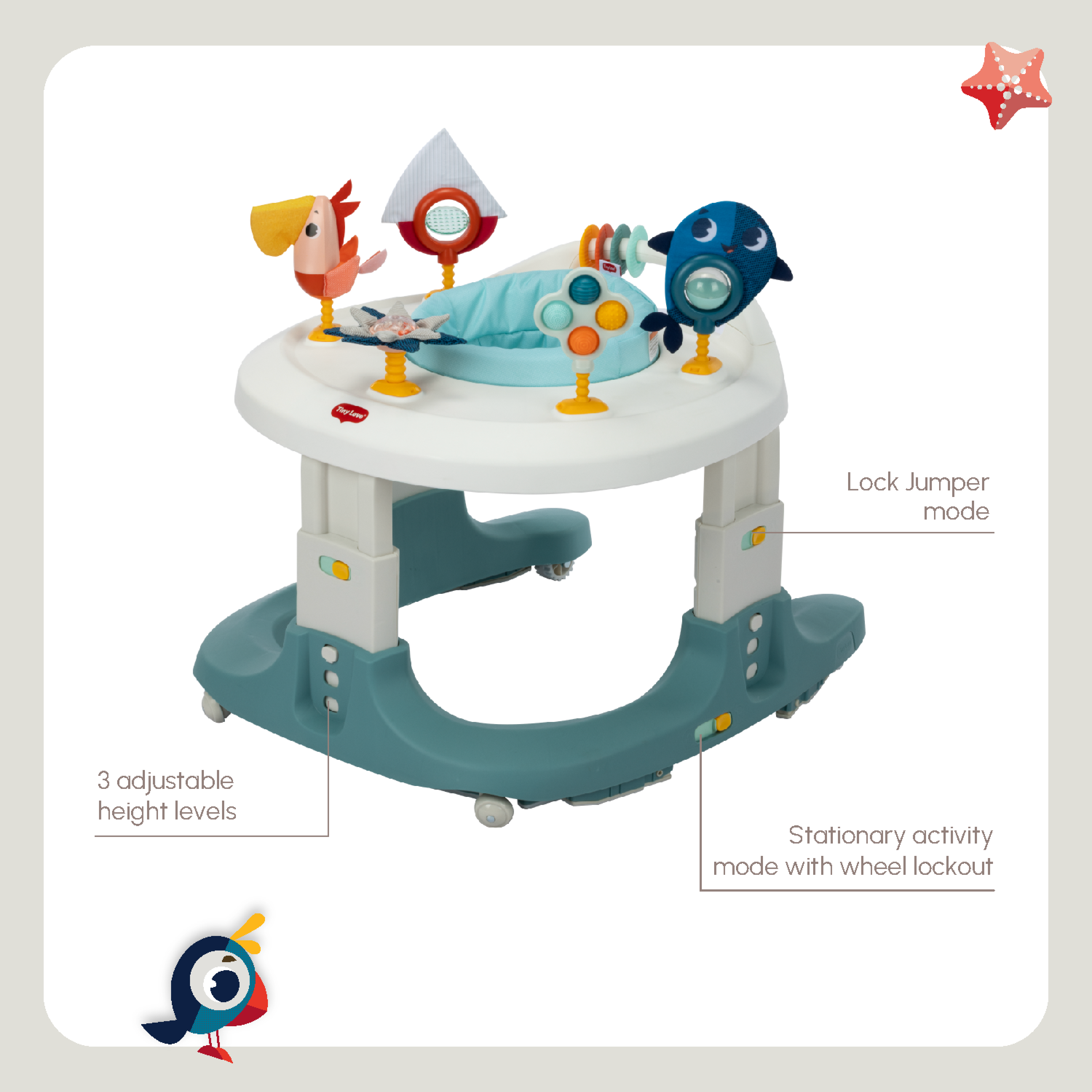 Tiny Love Tiny Mariners 4-in-1 Here I Grow Mobile Activity Center- Bambi Baby
