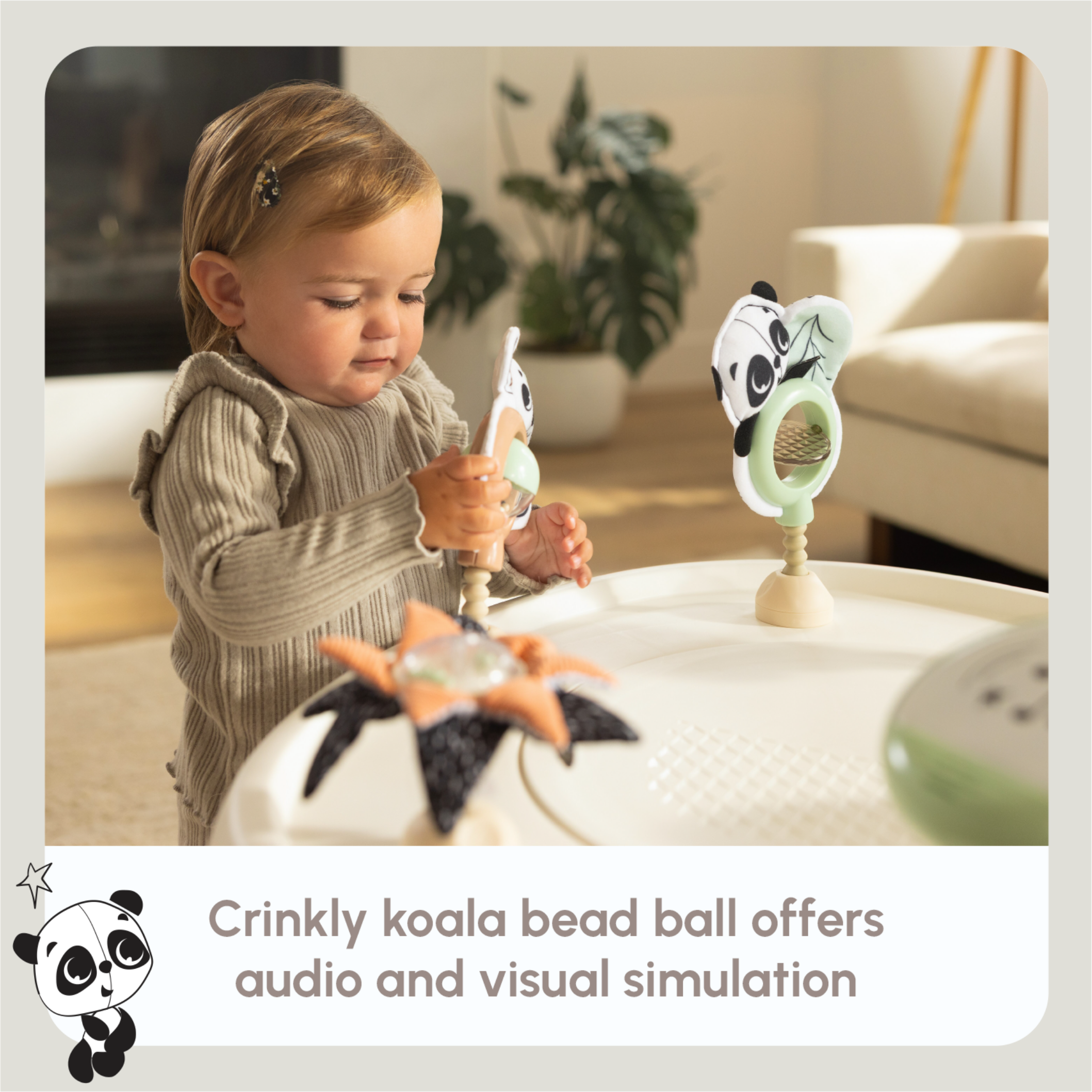 Tiny Love Black & White 4-in-1 Jump & Play Stationary Activity Center- Bambi Baby