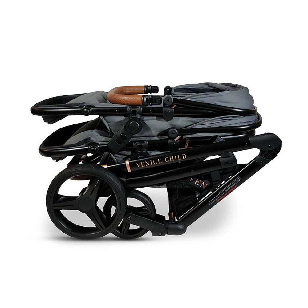 Venice Child Ventura Single to Double Sit-And-Stand Tandem Stroller with 2nd Toddler Seat in Shadow- Bambi Baby