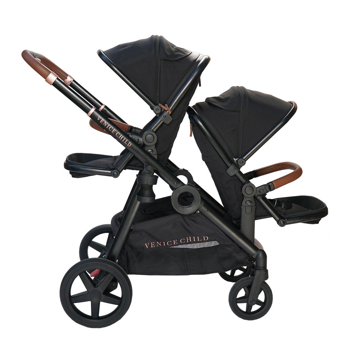 Venice Child Maverick Single to Double Stroller with 2nd Toddler Seat in Eclipse- Bambi Baby
