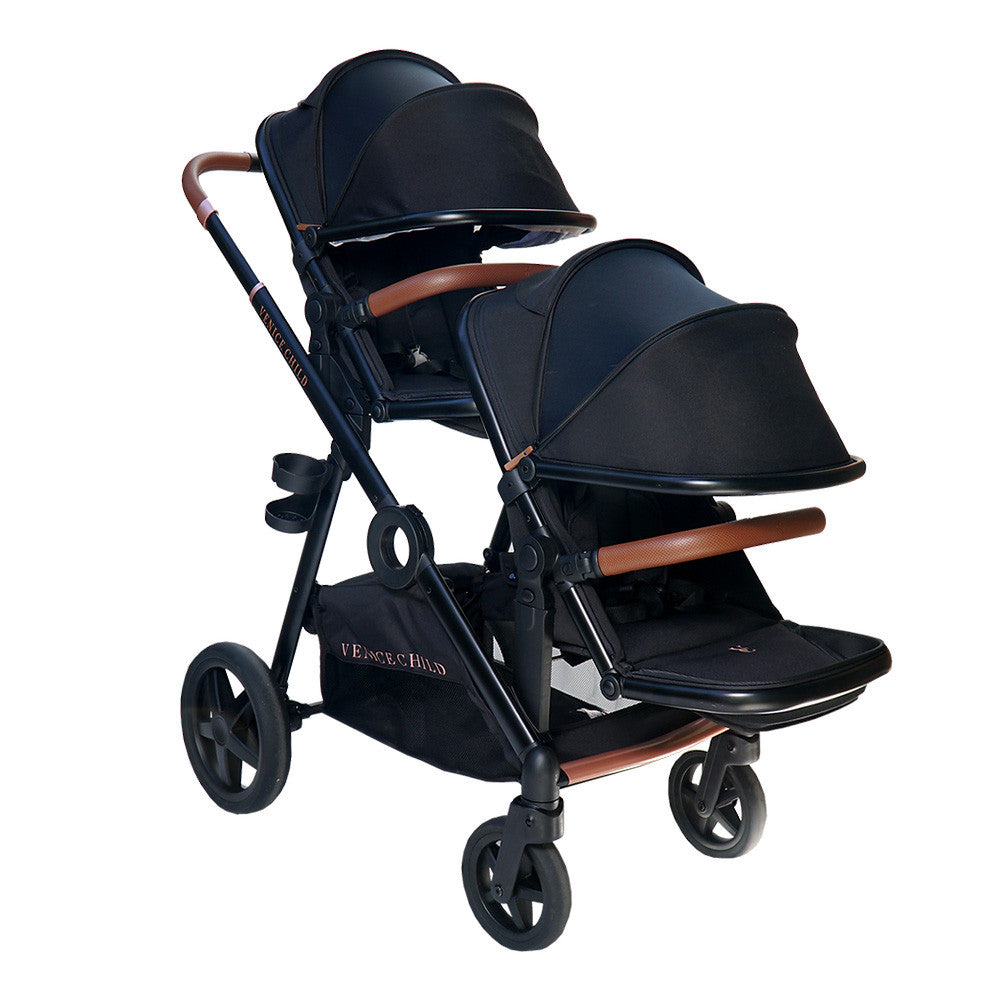 Venice Child Maverick Single to Double Stroller with 2nd Toddler Seat in Eclipse- Bambi Baby